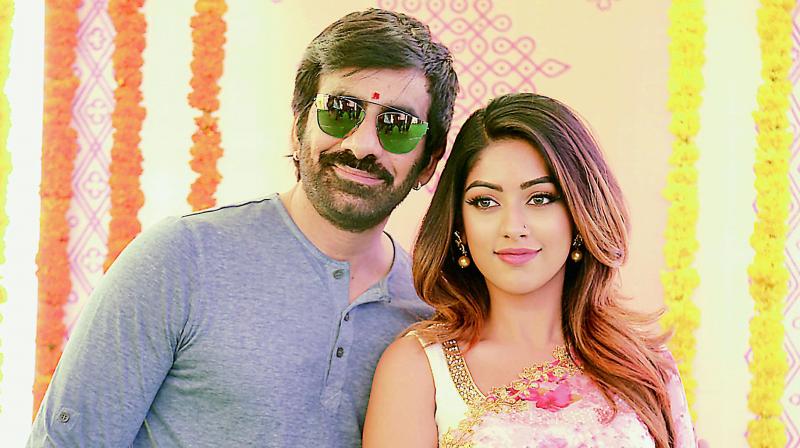 Ravi Teja and Anu Emmanuel during the launch of the film Amar Akbar Anthony 