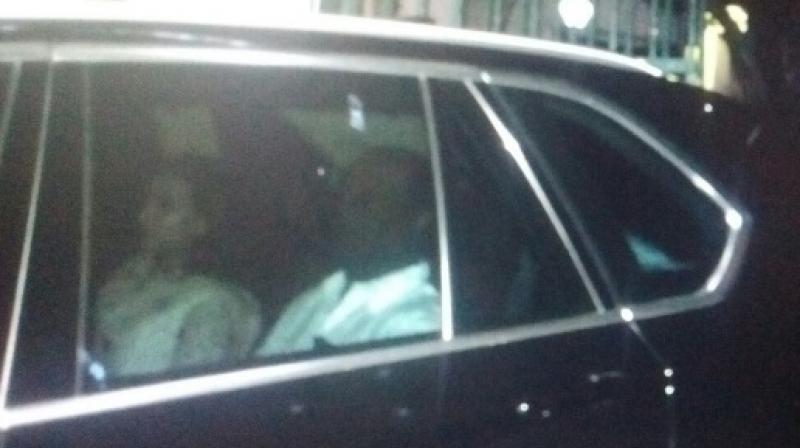 Rajinikanth and Aishwarya were at the hospital for about 20-25 minutes, hospital sources said, adding, they enquired about her health.(Photo: Twitter) Rajinikanth and Aishwarya were at the hospital for about 20-25 minutes, hospital sources said, adding, they enquired about her health.(Photo: Twitter)