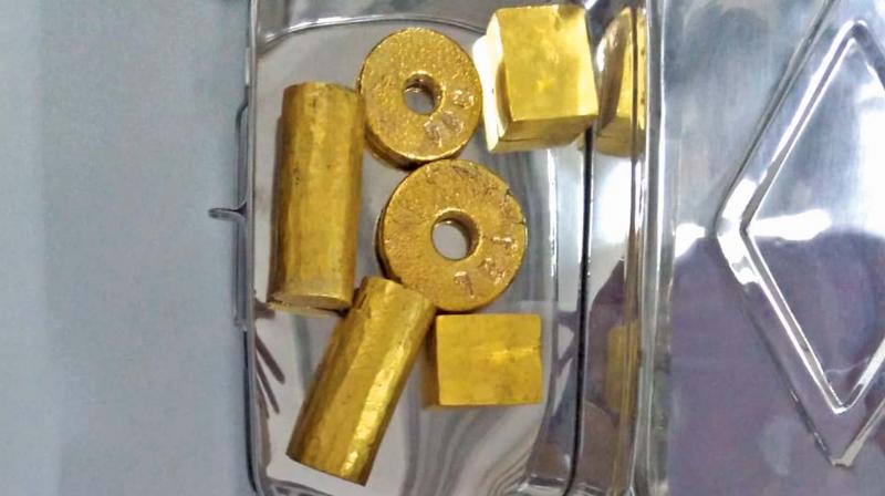 Based on a specific tip-off, sleuths of the Chennai Zonal Unit intercepted two passengers who arrived at the airport on different flights. Based on a specific tip-off, sleuths of the Chennai Zonal Unit intercepted two passengers who arrived at the airport on different flights.