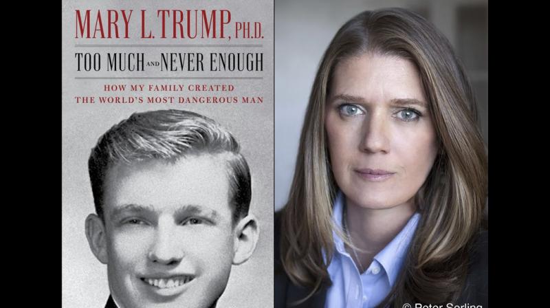 This combination photo shows the cover art for \Too Much and Never Enough: How My Family Created the Worlds Most Dangerous Man\, left, and a portrait of author Mary L. Trump, Ph.D. The book, written by the niece of President Donald J. Trump, was originally set for release on July 28, but will now arrive on July 14. (via AP)