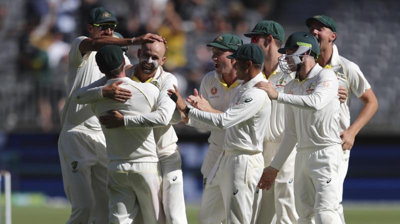 Australia cleaned up India’s lower order through a barrage of hostile bowling before lunch on the fifth day to secure a series-levelling 146-run victory in the second Test. (Photo: AP) Australia cleaned up India’s lower order through a barrage of hostile bowling before lunch on the fifth day to secure a series-levelling 146-run victory in the second Test. (Photo: AP)