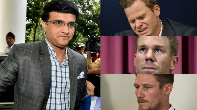 “I just wish them (Steve Smith, David Warner and Cameron Bancroft) luck and hopefully they come back and play well. It's not right to call it cheating, and I wish them luck, and come back and (play) well,” said Sourav Ganguly. (Photo: PTI / AFP / AP) “I just wish them (Steve Smith, David Warner and Cameron Bancroft) luck and hopefully they come back and play well. It's not right to call it cheating, and I wish them luck, and come back and (play) well,” said Sourav Ganguly. (Photo: PTI / AFP / AP)