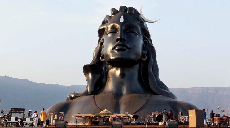 coimbatore narendra modi unveils 112 feet shiva statue on