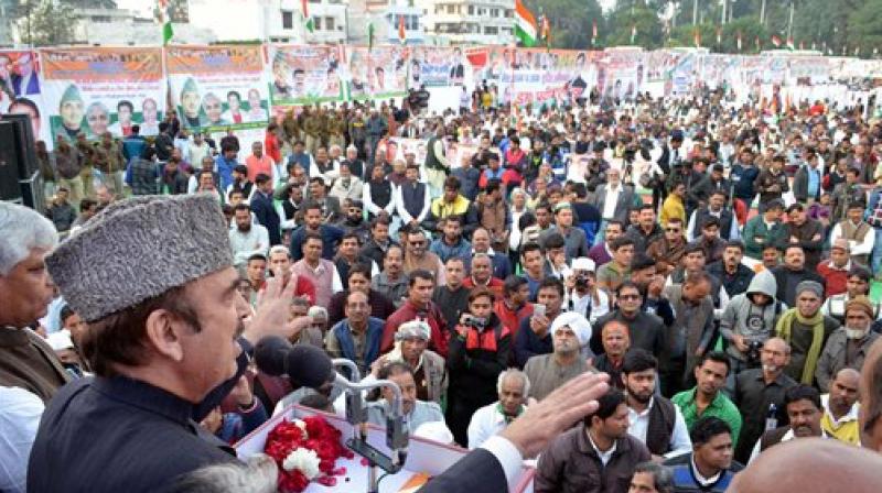 Senior Congress leader and Leader of Opposition in Rajya Sabha Ghulam Nabi Azad addressing a Jan Aakrosh rally in Meerut. (Photo: PTI) Senior Congress leader and Leader of Opposition in Rajya Sabha Ghulam Nabi Azad addressing a Jan Aakrosh rally in Meerut. (Photo: PTI)
