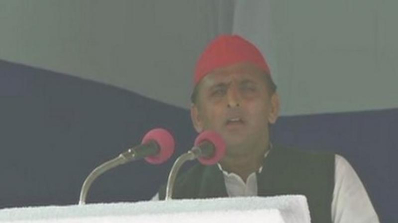 Akhilesh Yadav took a swipe at the Election Commission for handing over a 48-hour ban from poll campaigning to Bahujan Samaj Party supremo Mayawati. (Image: ANI) Akhilesh Yadav took a swipe at the Election Commission for handing over a 48-hour ban from poll campaigning to Bahujan Samaj Party supremo Mayawati. (Image: ANI)