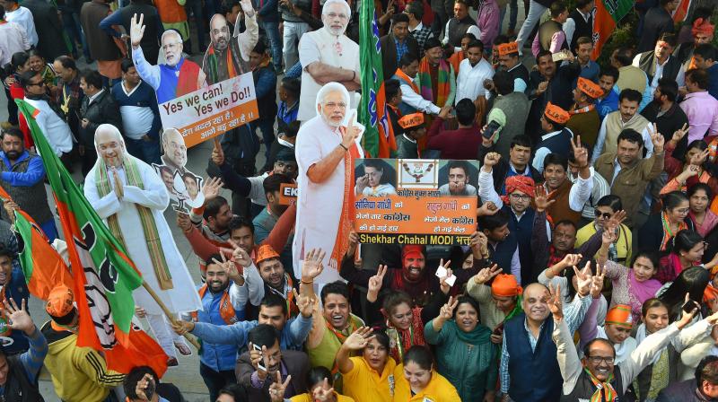 The much-awaited outcome of the closely-fought battle in Gujarat between the BJP and the Congress will be declared on Monday. (Photo: PTI) The much-awaited outcome of the closely-fought battle in Gujarat between the BJP and the Congress will be declared on Monday. (Photo: PTI)