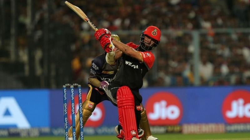 With Bangalore at 59-2 in the ninth over, the left-handed batsman came in and hit six sixes and five fours in his knock. (Photo: BCCI) With Bangalore at 59-2 in the ninth over, the left-handed batsman came in and hit six sixes and five fours in his knock. (Photo: BCCI)