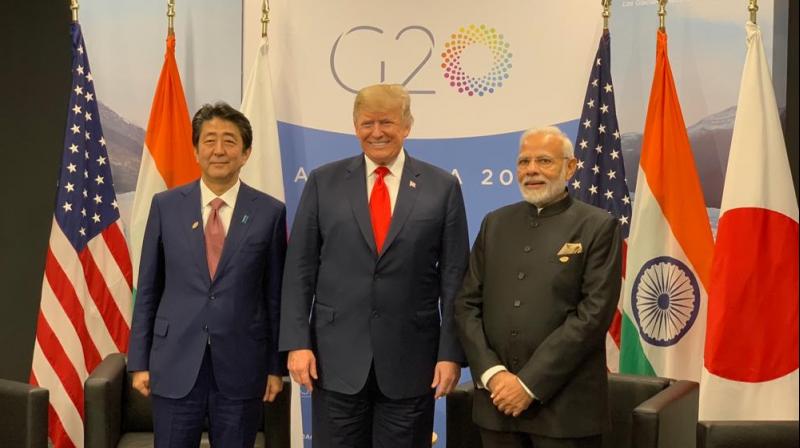 'JAI (Japan, America, India) trilateral marks the coming together of three friendly nations. Today's historic JAI meeting was a great beginning,' PM Modi tweeted. (Photo: Twitter | @narendramodi) 'JAI (Japan, America, India) trilateral marks the coming together of three friendly nations. Today's historic JAI meeting was a great beginning,' PM Modi tweeted. (Photo: Twitter | @narendramodi)