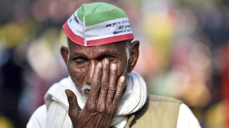 Dubbed as the largest farmers' protest and congregation in New Delhi, around 35,000 farmers, from across the country, converged at the Parliament Street police station on November 29 after their march was stopped by the administration. (Photo: PTI) Dubbed as the largest farmers' protest and congregation in New Delhi, around 35,000 farmers, from across the country, converged at the Parliament Street police station on November 29 after their march was stopped by the administration. (Photo: PTI)