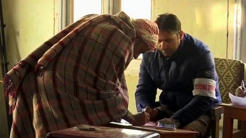 A total of 5,97,396 voters were eligible to exercise their franchise for the sarpanch constituencies and 4,57,581 for the panch constituencies, the officials said. (Photo: ANI) A total of 5,97,396 voters were eligible to exercise their franchise for the sarpanch constituencies and 4,57,581 for the panch constituencies, the officials said. (Photo: ANI)