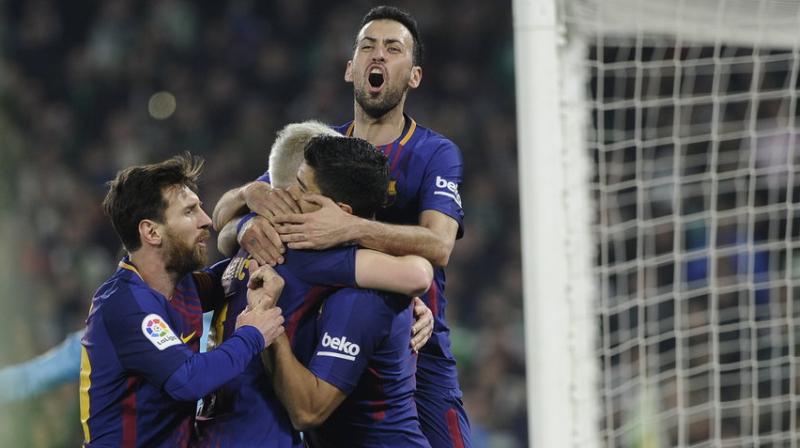 Betis went into the game having scored eight goals in their last two league matches but had few opportunities against Barca, who turned on the style in the second half as they have done so often in this dominant campaign. (Photo: AFP) Betis went into the game having scored eight goals in their last two league matches but had few opportunities against Barca, who turned on the style in the second half as they have done so often in this dominant campaign. (Photo: AFP)