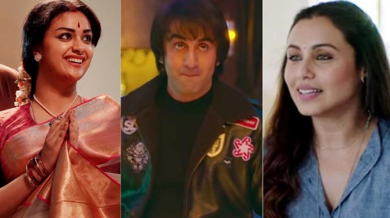 Keerthi Suresh in ‘Mahanati’, Ranbir Kapoor in ‘Sanju’ and Rani Mukerji in ‘Hichki.’ Keerthi Suresh in ‘Mahanati’, Ranbir Kapoor in ‘Sanju’ and Rani Mukerji in ‘Hichki.’