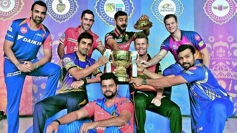 Captains of IPL teams pose with the trophy on the eve of the 10th edition of the tournament starting on Wednesday. (Photo: BCCI) Captains of IPL teams pose with the trophy on the eve of the 10th edition of the tournament starting on Wednesday. (Photo: BCCI)
