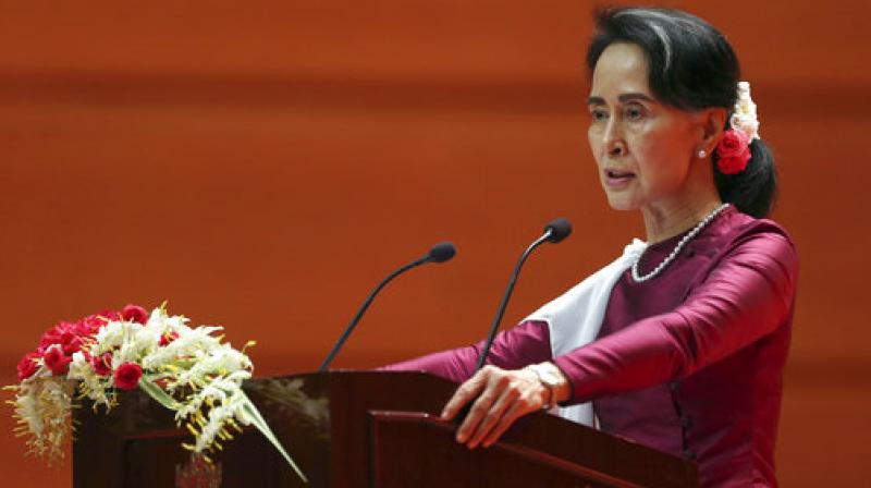 Myanmar leader Aung San Suu Kyi delivers a national address regarding the Rohingya crisis in Naypyitaw, Myanmar. (Photo: AP) Myanmar leader Aung San Suu Kyi delivers a national address regarding the Rohingya crisis in Naypyitaw, Myanmar. (Photo: AP)