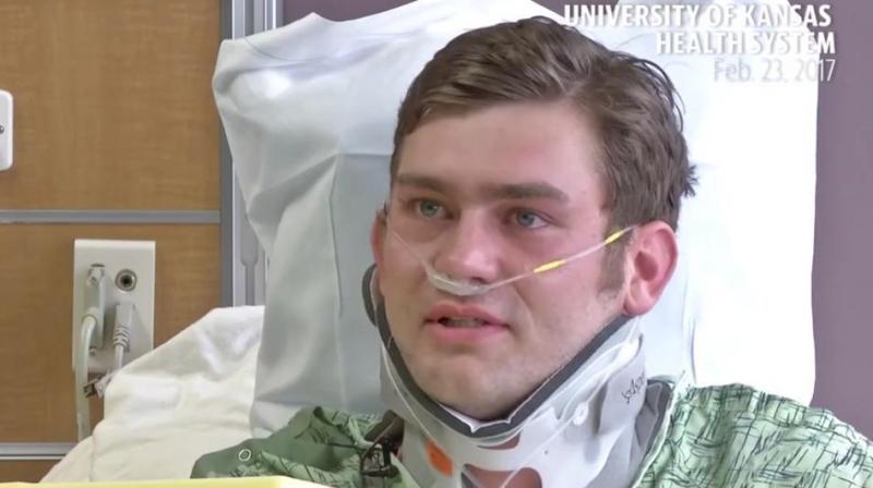 Ian Grillot was shot through the arm and chest. (Photo: Videograb) Ian Grillot was shot through the arm and chest. (Photo: Videograb)