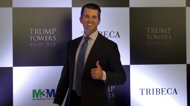Trump Junior has arrived in India to help sell luxury apartments and lavish attention on wealthy Indians who have already bought units in a string of Trump-branded developments. (Photo: AP) Trump Junior has arrived in India to help sell luxury apartments and lavish attention on wealthy Indians who have already bought units in a string of Trump-branded developments. (Photo: AP)