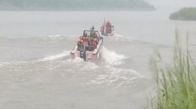 BSF boats patrolling in Chenab river. (Photo: ANI) BSF boats patrolling in Chenab river. (Photo: ANI)