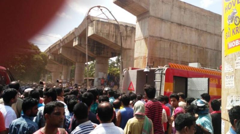 Works secretary Nalinikanta Pradhan said rescue teams with cranes and fire brigade persons have rushed to the spot. (Photo: DC/Akshaya Sahoo) Works secretary Nalinikanta Pradhan said rescue teams with cranes and fire brigade persons have rushed to the spot. (Photo: DC/Akshaya Sahoo)