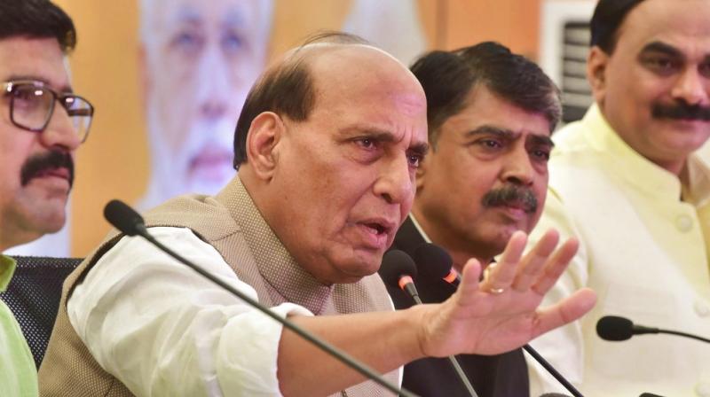Union Home Minister Rajnath Singh addresses a press conference, in Bhopal. (Photo: PTI) Union Home Minister Rajnath Singh addresses a press conference, in Bhopal. (Photo: PTI)