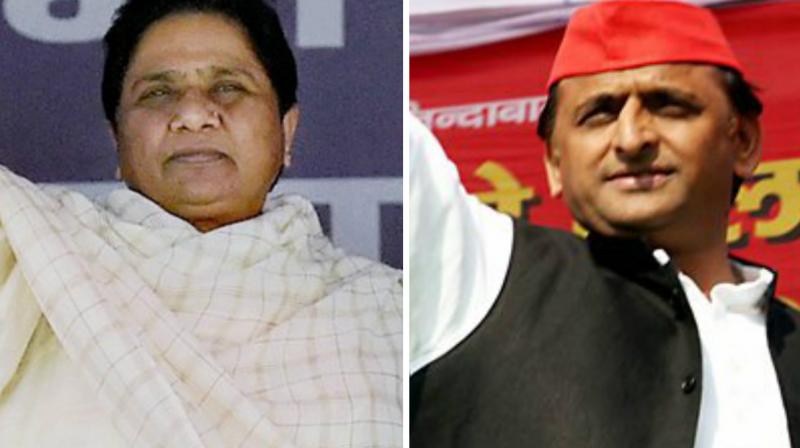 From left BSP supremo Mayawati, SP leader and former chief minister of Uttar Pradesh Akhilesh Yadav. (Photo: PTI) From left BSP supremo Mayawati, SP leader and former chief minister of Uttar Pradesh Akhilesh Yadav. (Photo: PTI)