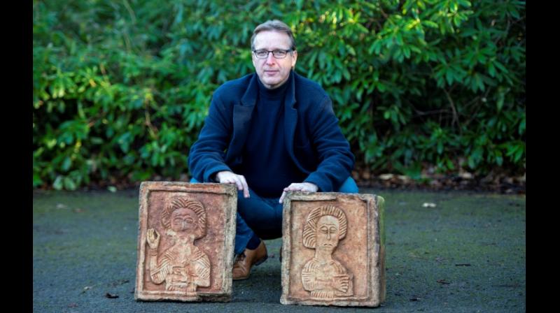 Dutch art detective Arthur Brand with the two recovered stone Visigoth reliefs. (Photo: AFP) Dutch art detective Arthur Brand with the two recovered stone Visigoth reliefs. (Photo: AFP)