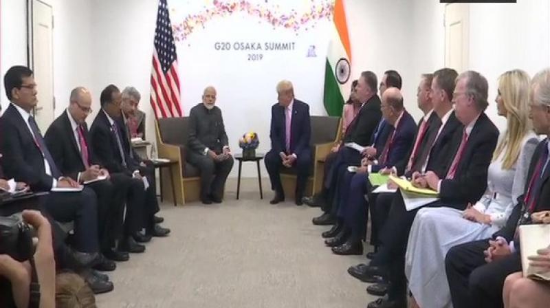 The Prime Minister initiated the meeting with the US President with expressing his gratitude over the latter's congratulatory remarks on securing a landslide victory in the recently held general elections in India. (Photo: ANI) The Prime Minister initiated the meeting with the US President with expressing his gratitude over the latter's congratulatory remarks on securing a landslide victory in the recently held general elections in India. (Photo: ANI)