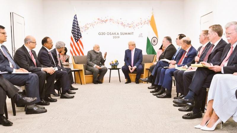 This was Modi's first meeting with Trump after the BJP's landslide win in the parliamentary election. (Photo: Twitter | Raveesh Kumar) This was Modi's first meeting with Trump after the BJP's landslide win in the parliamentary election. (Photo: Twitter | Raveesh Kumar)