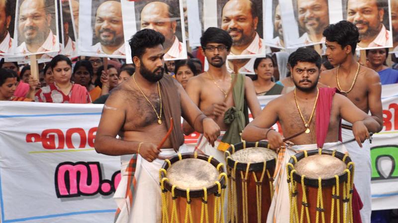 A rally by CPM workers officially marked the launch of LDF’s Ernakulam candidate P. Rajeev’s election campaign in Kochi on Saturday.(Photo: SUNOJ NINAN MATHEW) A rally by CPM workers officially marked the launch of LDF’s Ernakulam candidate P. Rajeev’s election campaign in Kochi on Saturday.(Photo: SUNOJ NINAN MATHEW)