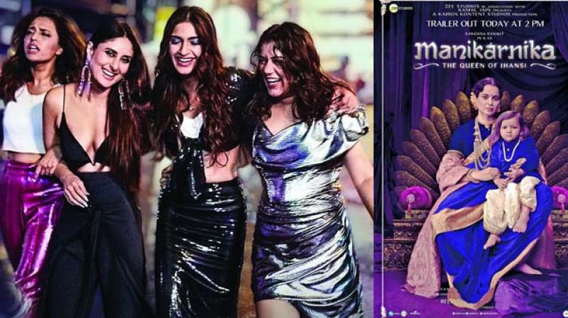 Still from Veere Di Weeding and Still from Manikarnika Still from Veere Di Weeding and Still from Manikarnika