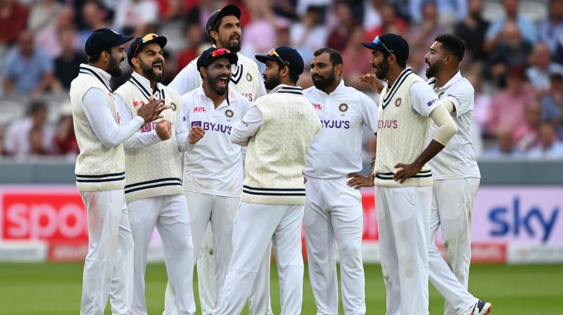 Indias KL Rahul celebrates after getting 100 runs not out during the 2nd cricket test between England and India at Lords cricket ground in London on Thursday. (Photo :AP)