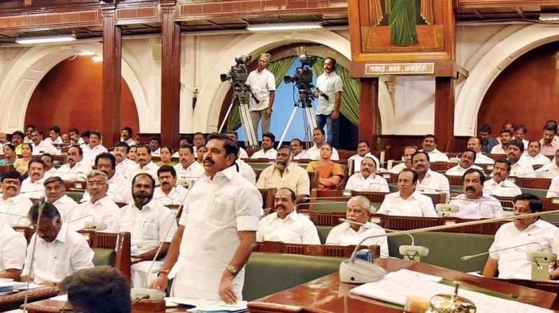 Chief Minister Edappadi K. Palaniswami addresses Assembly in Chennai on Monday. (DC) Chief Minister Edappadi K. Palaniswami addresses Assembly in Chennai on Monday. (DC)