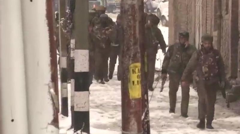 Intermittent exchange of fire was reported and the CRPF moved in more troops to ensure that the militants do not escape. (Photo: Twitter | ANI) Intermittent exchange of fire was reported and the CRPF moved in more troops to ensure that the militants do not escape. (Photo: Twitter | ANI)