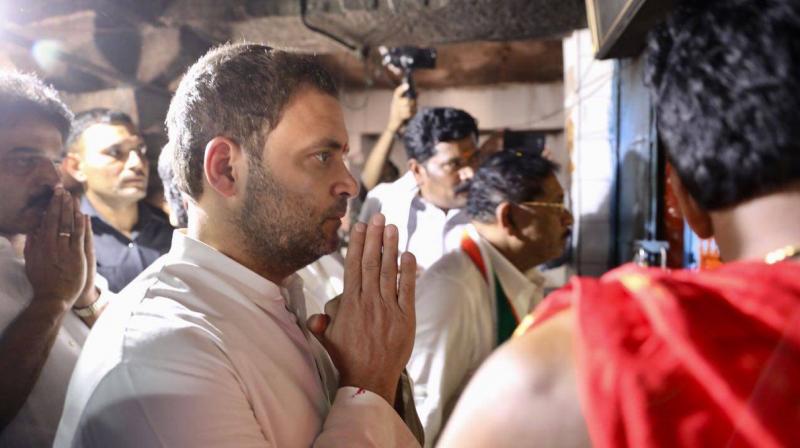 'I like going to temples, wherever I get a religious place I go there. I feel good and feel happy, and I will continue (to go),' Rahul Gandhi told reporters. (Photo: Twitter | @INCIndia) 'I like going to temples, wherever I get a religious place I go there. I feel good and feel happy, and I will continue (to go),' Rahul Gandhi told reporters. (Photo: Twitter | @INCIndia)