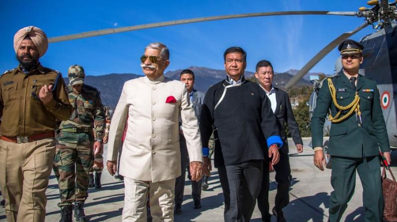 Arunachal Pradesh Governor Brig (Retd) B D Mishra took a woman, who was in urgent need of medical attention, in his helicopter from Tawang to a hospital in Itanagar. (Photo: Twitter | @PemaKhanduBJP) Arunachal Pradesh Governor Brig (Retd) B D Mishra took a woman, who was in urgent need of medical attention, in his helicopter from Tawang to a hospital in Itanagar. (Photo: Twitter | @PemaKhanduBJP)