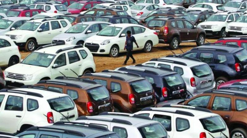 Domestic car and SUV sales in India fell 50% in June. (PTI Photo) Domestic car and SUV sales in India fell 50% in June. (PTI Photo)
