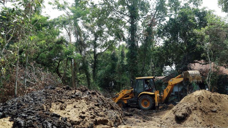 Mud and slurry cover a portion of Santhivanam. The KSEBL’s ongoing 110 KV transmission tower work has destroyed the very character of the small forest. Mud and slurry cover a portion of Santhivanam. The KSEBL’s ongoing 110 KV transmission tower work has destroyed the very character of the small forest.