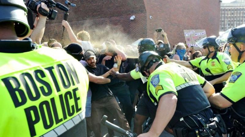The demonstrations came as tensions simmer between leftists and white nationalists across the United States, and critics of Trump say his rhetoric has fueled extremism. (Photo: AFP) The demonstrations came as tensions simmer between leftists and white nationalists across the United States, and critics of Trump say his rhetoric has fueled extremism. (Photo: AFP)
