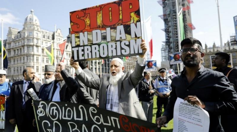 The demonstrators were mostly Muslims and Sikhs calling for an end to 'religious persecution'. (Photo: AFP) The demonstrators were mostly Muslims and Sikhs calling for an end to 'religious persecution'. (Photo: AFP)