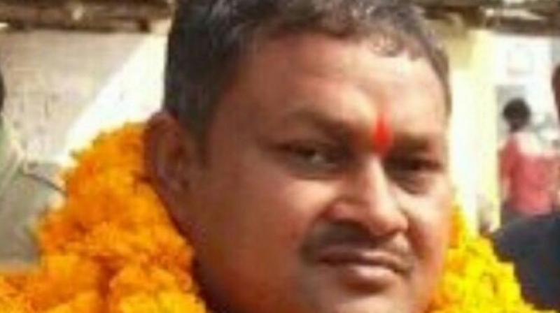 SP candidate Chandrashekhar Kanaujia, who died of a heart attack on Sunday. (Photo: ANI Twitter) SP candidate Chandrashekhar Kanaujia, who died of a heart attack on Sunday. (Photo: ANI Twitter)