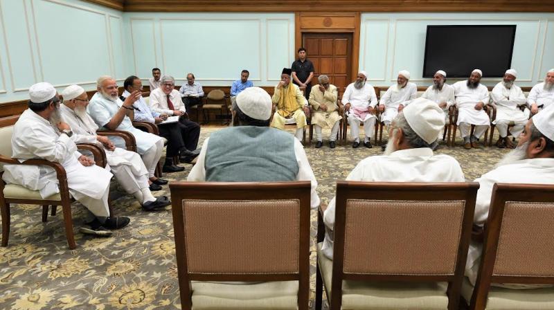 The delegation members appreciated the Prime Minister’s stand on the issue of triple talaq, a PMO statement said. (Photo: ANI Twitter) The delegation members appreciated the Prime Minister’s stand on the issue of triple talaq, a PMO statement said. (Photo: ANI Twitter)