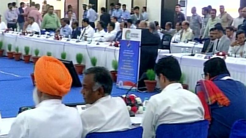 Election Commission holds an all-party meeting regarding EVM issue and other electoral reforms in Delhi on Friday. (Photo: ANI Twitter) Election Commission holds an all-party meeting regarding EVM issue and other electoral reforms in Delhi on Friday. (Photo: ANI Twitter)