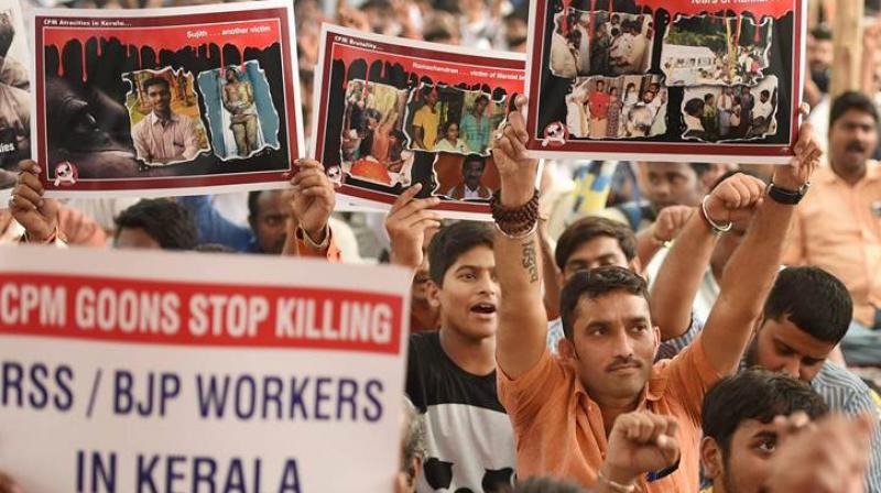 Hundreds of Youth Congress and Yuva Morcha activists had gathered since last night in front of the Secretariat as part of a '24-hour siege' protest against the government headed by chief minister Pinarayi Vijayan. (Photo: Representational Image) Hundreds of Youth Congress and Yuva Morcha activists had gathered since last night in front of the Secretariat as part of a '24-hour siege' protest against the government headed by chief minister Pinarayi Vijayan. (Photo: Representational Image)