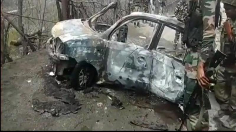 An explosion took place in a car here on Saturday near Banihal town of Ramban. (Photo: ANI) An explosion took place in a car here on Saturday near Banihal town of Ramban. (Photo: ANI)