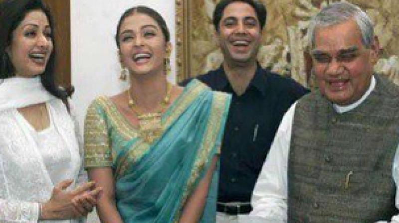 Picture with Atal Bihari Vajpayee and Sridevi that Aishwarya Rai Bachchan shared on Instagram. Picture with Atal Bihari Vajpayee and Sridevi that Aishwarya Rai Bachchan shared on Instagram.