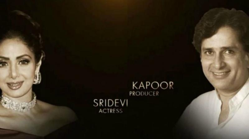 Sridevi and Shashi Kapoor honoured at the Oscars. Sridevi and Shashi Kapoor honoured at the Oscars.