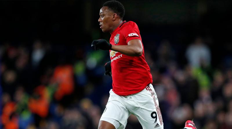 Manchester United forward Anthony Martial was a last-minute absentee from their Europa League last-32, second leg tie against Club Bruges on Thursday due to injury and is doubtful for the Premier League clash at Everton on Sunday. (Photo:AFP)