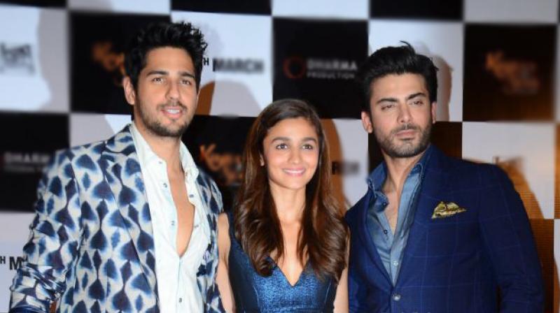 Sidharth Malhotra and Alia Bhatt with Fawad Khan. Sidharth Malhotra and Alia Bhatt with Fawad Khan.