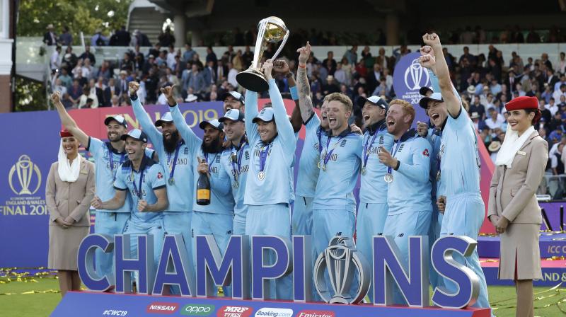 In the dramatic match, the pendulum swung viciously in the final over with England needing nine from three balls when Ben Stokes hit Trent Boult to the deep. The return throw from Martin Guptill hit Stokes' bat as he dived to make his ground for the second run. The ball rebounded to the rope for additional four runs as the match went into Super Over. (Photo: AP/PTI) In the dramatic match, the pendulum swung viciously in the final over with England needing nine from three balls when Ben Stokes hit Trent Boult to the deep. The return throw from Martin Guptill hit Stokes' bat as he dived to make his ground for the second run. The ball rebounded to the rope for additional four runs as the match went into Super Over. (Photo: AP/PTI)