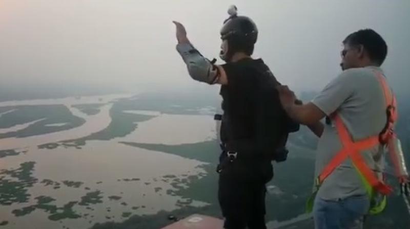 Image shows Verma gearing up for the jump (Photo: Twitter) Image shows Verma gearing up for the jump (Photo: Twitter)