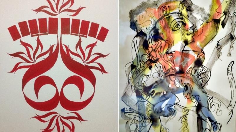 From left to right: Feet of Krishna by Parameshwar Raju and an untitled work by Koeli Mukherjee Ghose From left to right: Feet of Krishna by Parameshwar Raju and an untitled work by Koeli Mukherjee Ghose